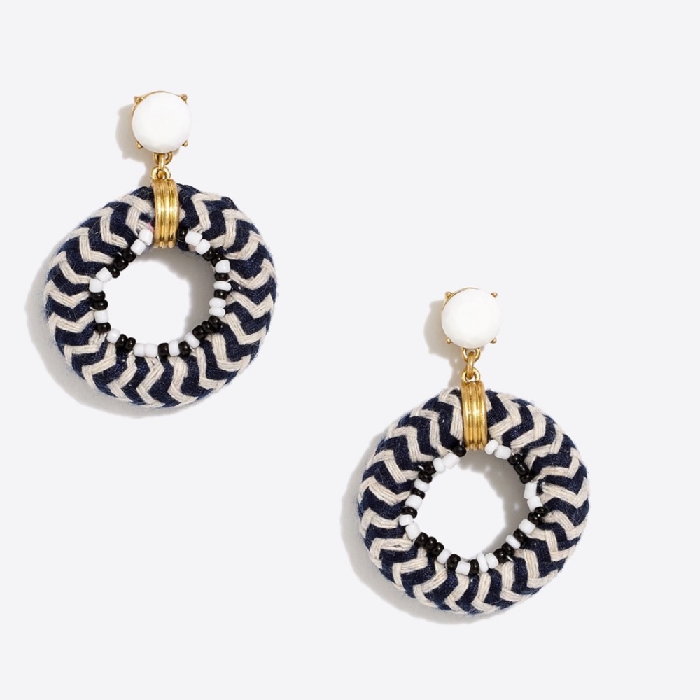 J. Crew Navy and White Life Saver Earrings